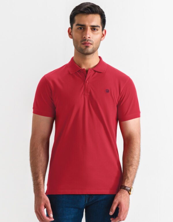 Red Plain Pique Polo Shirt